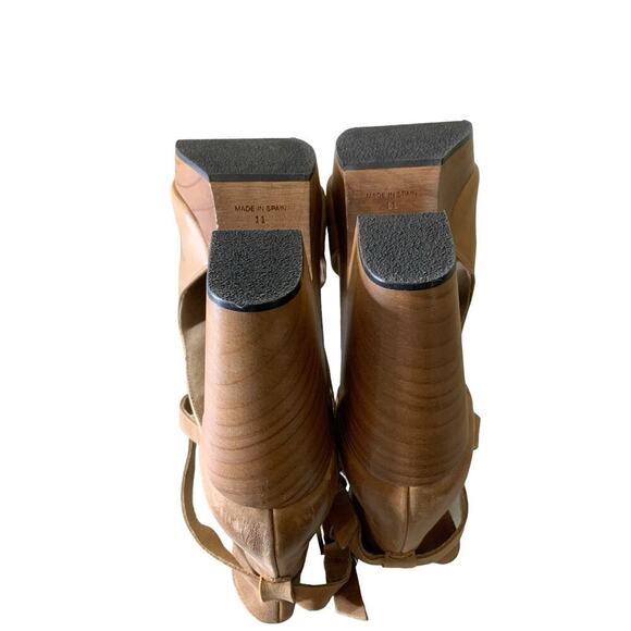 Free People Cedar Leather Buckle Platform Wood Clogs Womens Size 11 Shoes - Picture 11 of 14